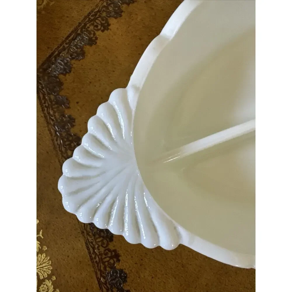 VINTAGE HOBNAIL WHITE MILK GLASS‎ 3 PART RELISH TRAY SERVER